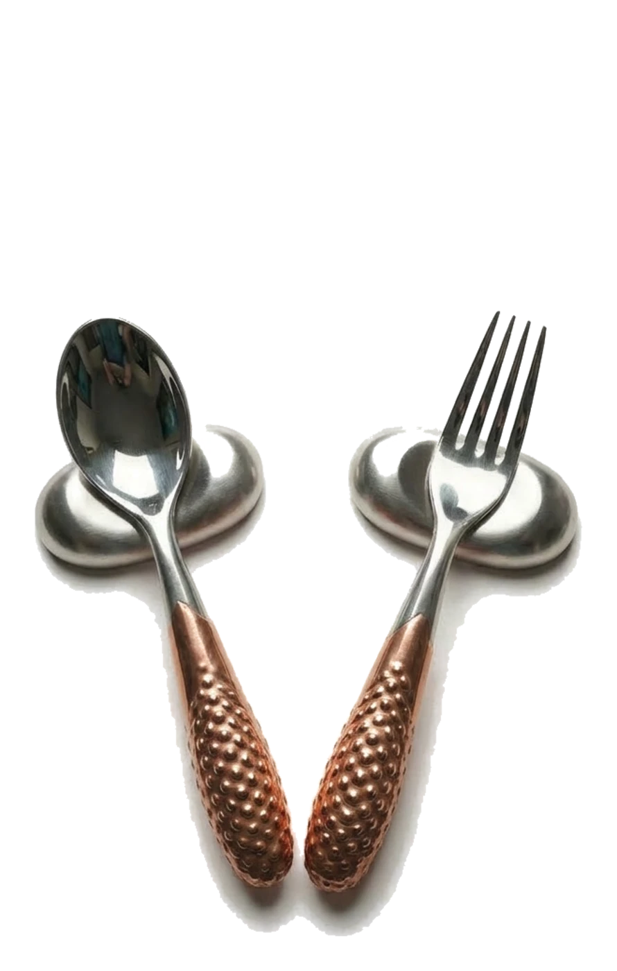 Cu+Cr spoon and fork in Copper